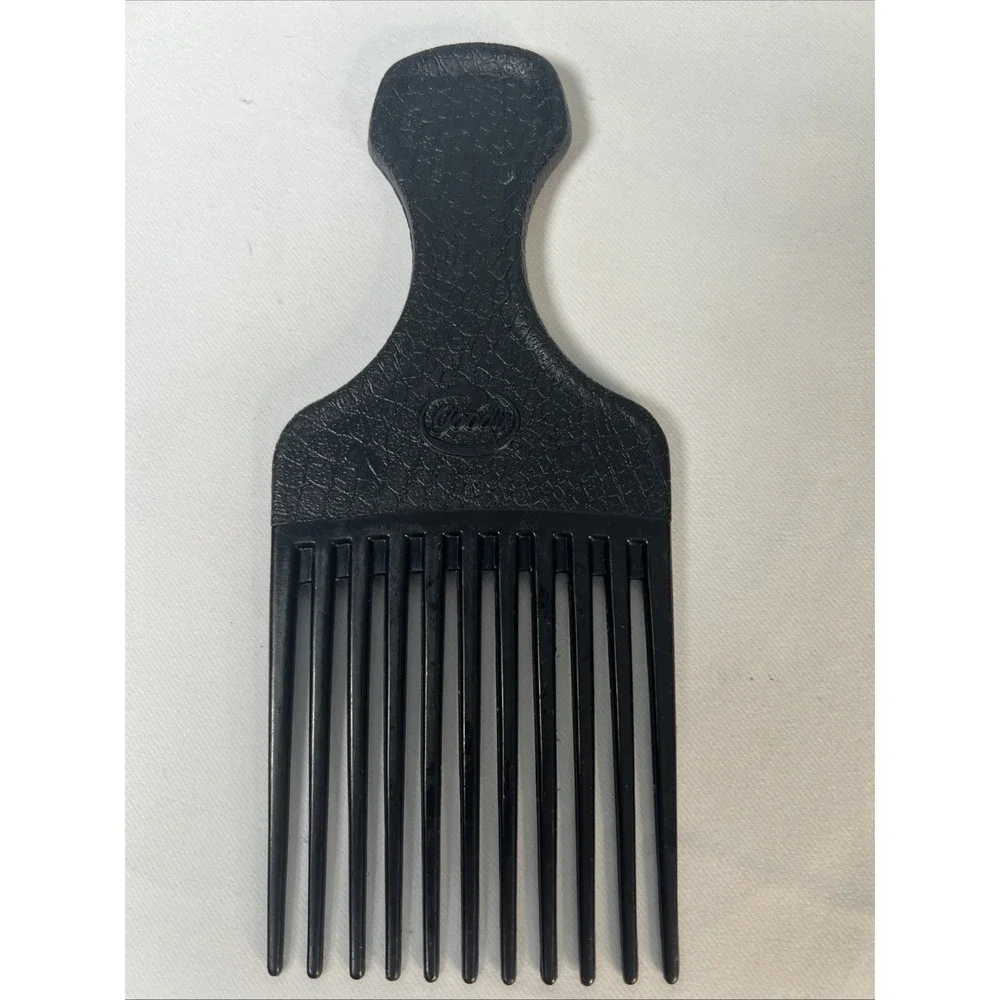 Vintage Goody Hair Pick Black Plastic Textured Comb Made In USA 6.5